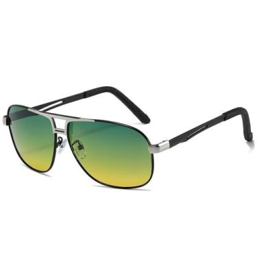 Imagem de Óculos de sol de alumínio e magnésio para homens, óculos de sol para dirigir UV400, prata, dia e noite, tamanho único