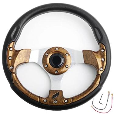 Imagem de YEHICY Volante de Carrinho de Golfe com Grão de Madeira Vintage para Club Car Ds e Club Car Precedent Tempo Yamaha Ezgo Volante com Punho de Poliuretano
