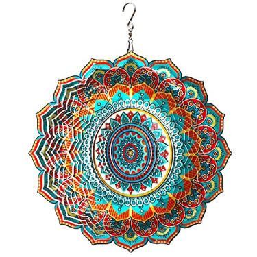 Imagem de LJLIFART Girador de Vento Mandala Blessedness 30,5 cm Aço Inoxidável 3D Vale a Vale a Vento Presente Cortado a Laser Giratórios de Vento Metal Kinetic Yard Decoração de Arte Decorações para Ambientes Internos/Externos