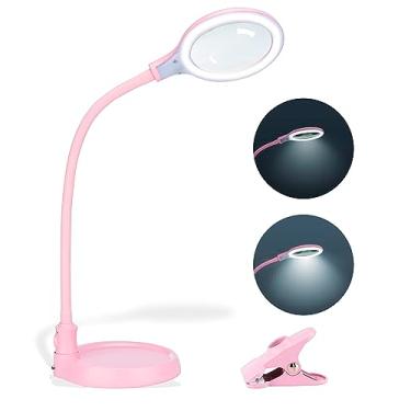 Imagem de COSYWARM Lâmpada de Aumento 5X, Lupa Iluminada com Luz e Suporte, Mãos Livres, Luz de Aumento de Mesa, Lâmpada de Trabalho com Lupa de Led para Mulheres, Senhoras, Crianças Lendo.