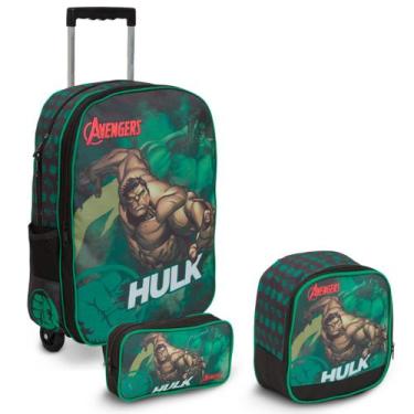Imagem de Kit Mochila Infantil Masculina Hulk Rodas Lancheira Térmica - Plike