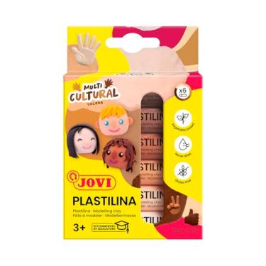 Imagem de Jovi Plastilina Reusable and Non-Drying Modeling Clay; Multicultural Colors, 0.5 Oz. Bars, Set of 6, Perfect for Arts and Crafts Projects