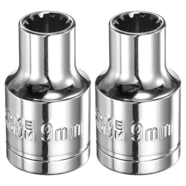 Imagem de HARFINGTON 2 peças soquete de 12 pontos 1/5.1 cm por soquete métrico raso de 9 mm aço cromo vanádio 12 pontos soquetes padrão ferramenta manual mecânica para reparo de carro, manutenção mecânica, uso