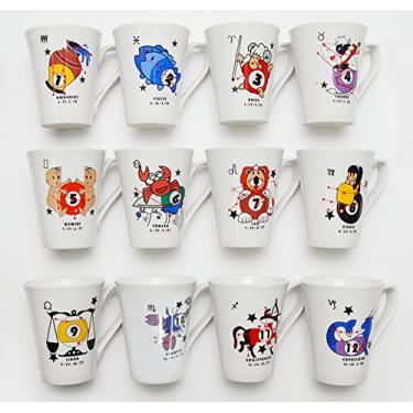 Imagem de Conjunto de 12, canecas de cerâmica exclusivas para chá de café com alça, presentes de bilhar e piscina, signo do zodíaco