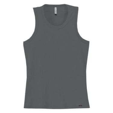 Imagem de Regata Feminina Malha Canelada Plus Marialicia Ref. 052257, Cinza escu