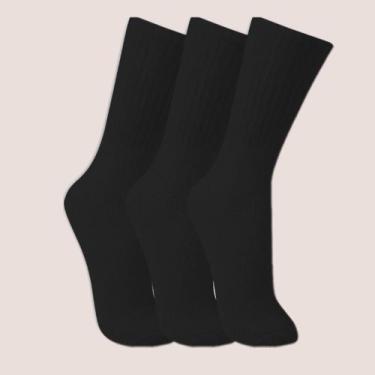 Imagem de Kit 3 Pares Meia Trifil Cano Alto Algodão Unissex, Preto, 39 a 43