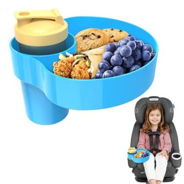 Imagem de Resptasski Suporte de copo de carro Bandeja de lanche para crianças - Bandeja de viagem para carro, booster, carrinho, kit essencial ao ar livre. Bandeja ajustável universal com base removível para