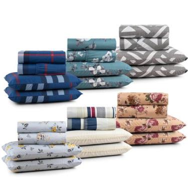 Imagem de Jogo De Cama Casal Estampado 4 Peças Aveludado Com Elástico - RT ENXOV