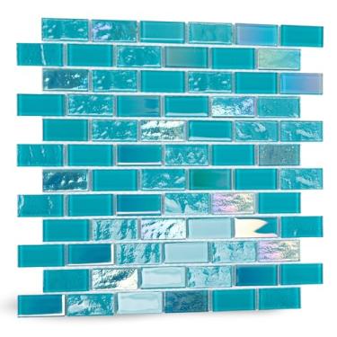 Imagem de Adedeo Azulejo de mosaico de vidro azul vanádio 30,5 x 30,5 cm para piscina, cozinha, backsplash, chuveiro, fonte de água, spa, parede (pacote com 5, 5 pés quadrados)