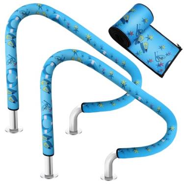 Imagem de Anglekai 2 peças de manga para corrimão de piscina, capa de corrimão de piscina de 1,8 m com zíper, alça de trilho