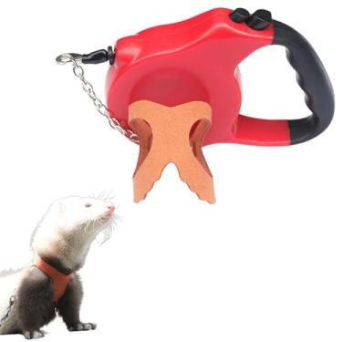 Imagem de Corda de tração para furão, corda antimordida, colete ajustável, arnês de caminhada para animais pequenos com coleira de chumbo para hamster, gerbil, rato, rato, esquilo, chinchila (amarelo)