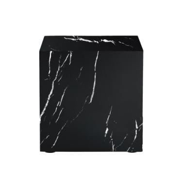 Imagem de GIA Home Furniture Series Mesa de centro retangular moderna de MDF com um elegante padrão de textura preta, madeira natural