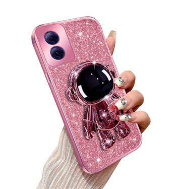 Imagem de Capa de celular brilhante astronauta para Motorola Moto G Power 5G (2024) - Capa brilhante com glitter para mulheres e meninas com suporte oculto 6D, amortecedor galvanizado, capa protetora de TPU