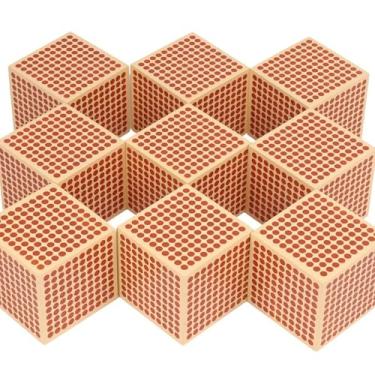 Imagem de EUKVYQPX Montessori Materiais Brinquedos de Matemática Decimal, Nove cubos de 1000 pontos, 45 peças de 100 pontos, Manipulativos de Matemática, Brinquedos de Jogo de Banco de Matemática,Block