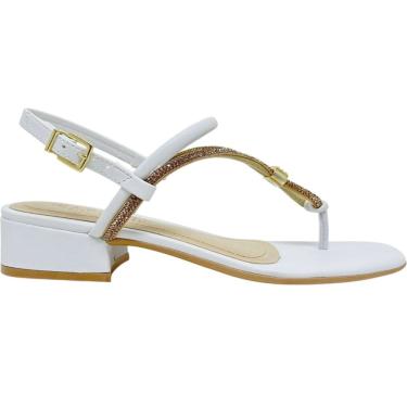 Imagem de Sandália Feminina Casual Dia a Dia com Strass Salto Baixo Ramarim 2448206