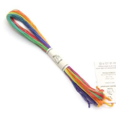 Imagem de Linha para Bordar Arco Íris Cores Vivas Linho Tingimento Artesanal - V