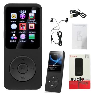 Imagem de MP3 MP4 Player Portátil Reprodutor de Música Ultrafino MP3 Player Bluetooth Gravador de voz Reprodução de Vídeo Suporte Cartao de Memoria de Até 128 GB(Preto)