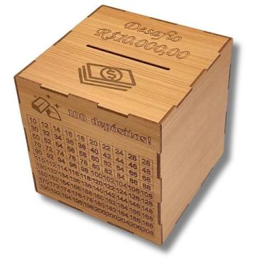 Imagem de Cofre Desafio 100 Depósitos Poupe Fácil Para 14 Salário - Mdf Store