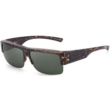 Imagem de CAXMAN Óculos de sol Fit Over Glasses para homens e mulheres, lentes polarizadas 100% de proteção UV, Armação fosca tartaruga/lente verde | Tamanho médio | Altura da armação: 46 mm/1,85 polegadas,