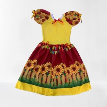 Imagem de Vestido Caipira Girassol Adulto  Evento Escolar São João - Bravo Fanta
