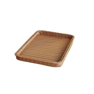 Imagem de Bandeja de serviço Bandeja de frutas domésticas dim sum rattan tecido bandeja de frutas vegetais retangular sala de estar bandeja de lanche pão donut placa de colocação Bandeja decorativa