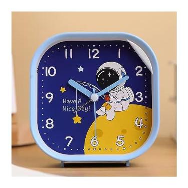 Imagem de Despertador quarto desenho animado despertador, sem tique-taque com luz noturna, despertador de 10 cm, relógio operado por bateria para cabeceira, sala de estar, relógio de mesa, relógio de cabeceira