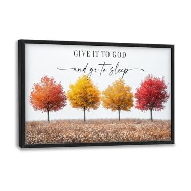 Imagem de Arte de parede emoldurada com imagens grandes para sala de estar, árvores decoração de parede grande Give It To God And Go To Sleep Pintura impressa em tela moderna extra grande arte emoldurada para