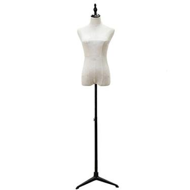 Imagem de CUTPOIY Manequim de exibição de roupas com tripé preto, manequim feminino para loja de casamento, altura ajustável (sem braços pequenos)