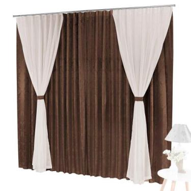 Imagem de Cortina Bhaly Jacquard 3,00 X 2,50 Para Trilho Comum Tabaco - Top Chic