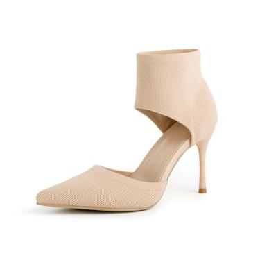 Imagem de SICARE Sandálias femininas de salto alto pretas sexy de 9,5 cm com bico fechado stiletto de salto alto elegante bico fino salto alto elástico tipo meia elástica botas de verão sem cadarço confortáveis