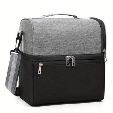 Imagem de Bolsa Termica Portátil Marmita De Grande Capacidade Com Duas Divisões (Cinza)