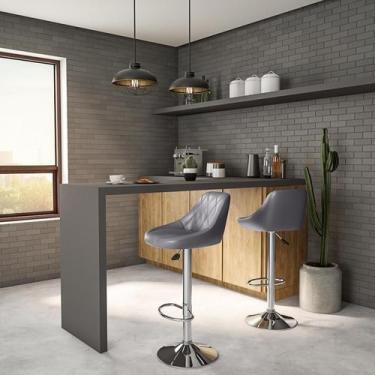 Imagem de Banqueta Giratória Mirna Cinza - Mobly