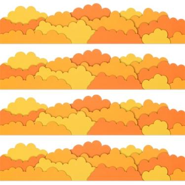 Imagem de AWIZOM Bordas de quadro de avisos de nuvens amarelas com 75,6 metros em formato de nuvens amarelas acabamento borda céu nuvens decorações de sala de aula para volta às aulas quadro-negro decoração de