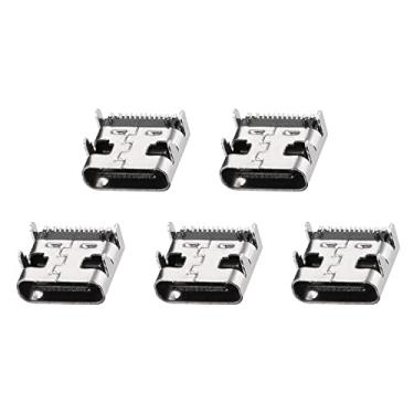 Imagem de Rebower Tomada USB PCB Tipo-C 3.1 16 Pinos Fêmea Porta Jack [para Mini USB Aplicação] - 3A / Prata Preto / 5 Peças