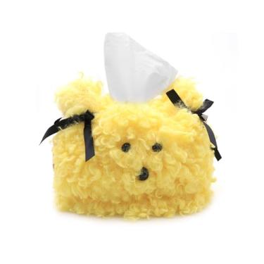 Imagem de Linda caixa de lenços de pelúcia para filhotes, capa de armazenamento de lenços removível, suporte de papel, caixa de guardanapo para carro, casa, banheiro, cozinha, escritório, mesa