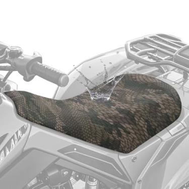 Imagem de Dreaweet Capa de assento de quadriciclo camuflada marrom cobra impermeável universal quatro rodas acessórios de quadriciclo fácil de instalar compatível com Polaris Sportsman Polaris Scrambler Honda