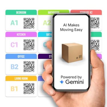 Imagem de TidyHome AI Moving Labels - Kit de mudança de adesivos QR Code, para casa ou apartamento de 1 a 2 quartos, organização sem esforço com IA, 96 etiquetas de embalagem codificadas por cores para caixas