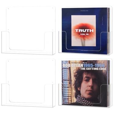 Imagem de HBlife Suporte de parede de vinil transparente, pacote com 4 suportes para exibição de discos, serve para 60 LPs, prateleiras de acrílico minimalistas, suporte organizador de capa flutuante elegante