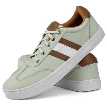 Imagem de Tênis Casual em Couro SapatoFran Nextep Listras Masculino, Bege, 40