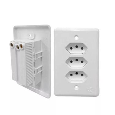 Imagem de Tomada Tripla 10A 250V Monobloco Stylus Ilumi Pl 4X2