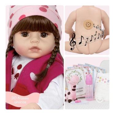 Imagem de Bebe Tipo Reborn Menina Girafinha Fofa Que Fala + Kit Itens - Cegonha 