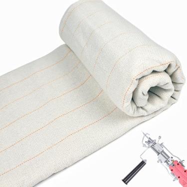 Imagem de Transparia Pano de tufos primários de 203 x 192 cm para tufos de tapete com linhas marcadas, tecido de agulha bege de tamanho grande, pano de monge para arma de tufagem, perfurador, agulha de