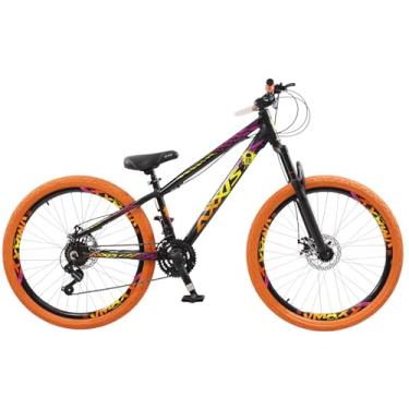 Imagem de Bicicleta Aro 26 Axxis Freeride 21v Shimano Pneu Colorido (Laranja/Roxo)
