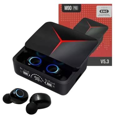 Imagem de Fone de Ouvido Bluetooth 5.3 com Case LED, Display Digital, Carregamento Deslizante, Bateria 4-5h, Preto