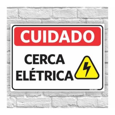 Imagem de Placa de Aviso / Sinalização - Cuidado Cerca elétrica -(25X20CM) CE07 