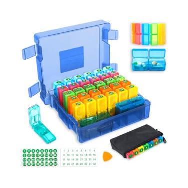 Imagem de Caixa organizadora mensal de comprimidos com compartimentos da manhã da tarde, 2 vezes por dia (azul)