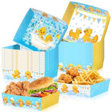 Imagem de Blushtier Pacote com 36 suprimentos de festa de pato de borracha, 2,3 kg, barcos, artigos de festa, bandejas de papel grandes para chá de bebê, decoração de aniversário