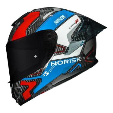 Imagem de Capacete Norisk Carbon R Rider Branco Azul e Vermelho, 60
