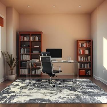 Imagem de 1 Tapete Escritório Grande Belga Luxo Es Mo 140 x 200 Vr (D7Mod Cinza Azul Bege Preto Marfim - Moderno Manchado Abstrato)