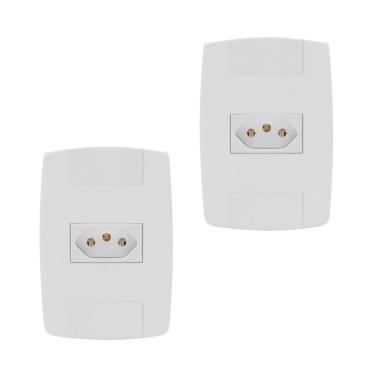 Imagem de Kit 2 Tomada Elétrica Branca 2P+T 10A 250V Placa Espelho 4X2